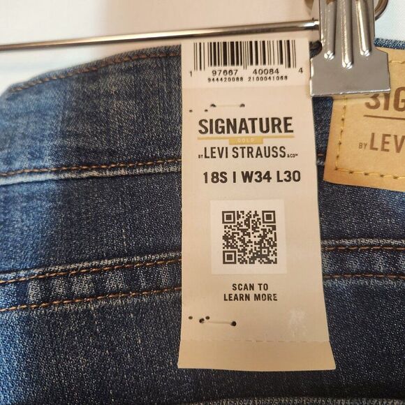Signature Levi Strauss Women's Mid Rise Straight Sz 18 W34 L30 Jeans Whisker NEW - Picture 10 of 14